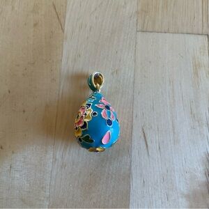 Floral Blue and Gold Pendant joan rivers rare blue